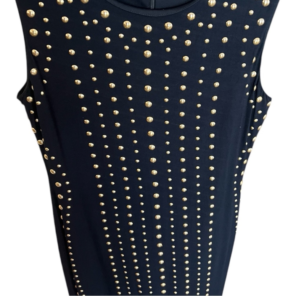 Elegant Navy Blue Carmen Marco Valvo Studded Dress, Size: Medium - Picture 3 of 5